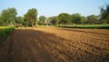 Desolate desert field without crop in North India. Great contraction in Indian agriculture economy due to farmer bill protest.