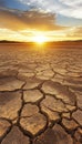 Desolate desert landscape showcasing drought effects on ecosystem with dry, cracked earth Royalty Free Stock Photo