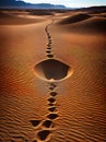 Desolate desert path with warm lighting.