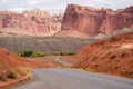 desolate desert road as sunset approaches Royalty Free Stock Photo