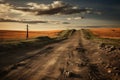 Desolate Dirt abandoned road. Generate Ai