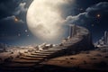 Desolate Step moon surface. Generate Ai Royalty Free Stock Photo