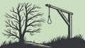 Desolate Tree with Gallows Vector Illustration, vector design Generative AI Royalty Free Stock Photo