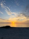 Desolate Turtle Beach on Florida\'s Gulf coast right before a beautiful blue and orange sunset sunset Royalty Free Stock Photo