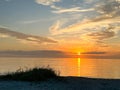 Desolate Turtle Beach on Florida\'s Gulf coast right before a beautiful blue and orange sunset sunset Royalty Free Stock Photo