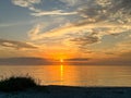 Desolate Turtle Beach on Florida\'s Gulf coast right before a beautiful blue and orange sunset sunset Royalty Free Stock Photo