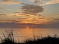 Desolate Turtle Beach on Florida\'s Gulf coast right before a beautiful blue and orange sunset sunset Royalty Free Stock Photo