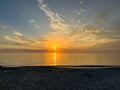 Desolate Turtle Beach on Florida\'s Gulf coast right before a beautiful Blue and Orange sunset Royalty Free Stock Photo