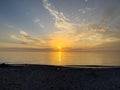 Desolate Turtle Beach on Florida\'s Gulf coast right before a beautiful Blue and Orange sunset Royalty Free Stock Photo
