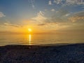 Desolate Turtle Beach on Florida\'s Gulf coast right before a beautiful Blue and Orange sunset Royalty Free Stock Photo