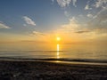 Desolate Turtle Beach on Florida\'s Gulf coast right before a beautiful pink and purple sunset on a winter day Royalty Free Stock Photo