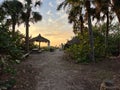 Desolate Turtle Beach on Florida\'s Gulf coast right before a beautiful pink and purple sunset on a winter day Royalty Free Stock Photo