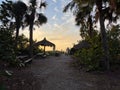 Desolate Turtle Beach on Florida\'s Gulf coast right before a beautiful pink and purple sunset on a winter day Royalty Free Stock Photo