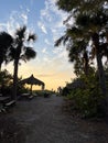 Desolate Turtle Beach on Florida\'s Gulf coast right before a beautiful pink and purple sunset on a winter day Royalty Free Stock Photo