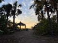 Desolate Turtle Beach on Florida\'s Gulf coast right before a beautiful pink and purple sunset on a winter day Royalty Free Stock Photo