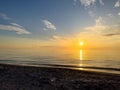 Desolate Turtle Beach on Florida\'s Gulf coast right before a beautiful pink and purple sunset on a winter day Royalty Free Stock Photo