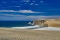 desolate and vast landscape of Paracas at the coastline of Peru a place were desert meets the ocean Royalty Free Stock Photo