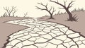 Barren Landscape with Cracked Ground and Dead Tree, vector design Generative AI Royalty Free Stock Photo