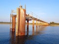 A desolated metal constructed dock at river Royalty Free Stock Photo