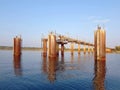 A desolated metal constructed dock at river Royalty Free Stock Photo