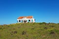 Desolated old ruin on a hill in the countryside in spring Royalty Free Stock Photo