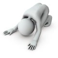 Despair and give up. A character who is crying on the floor. Royalty Free Stock Photo