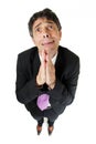 Desperate businessman praying