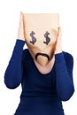 A desperate dollar paper bag head Royalty Free Stock Photo