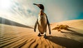 Desperate King Penguin Walks in the Desert - Generative Ai