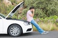 Desperate man after a car breakdown Royalty Free Stock Photo