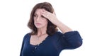 Desperate older isolated woman or headache. Royalty Free Stock Photo