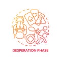 Desperation phase red gradient concept icon