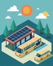 Despite being in a cold climate the bus depots solar panels continue to generate energy showcasing the versatility and Royalty Free Stock Photo