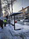 Despite the lockdown and freezing temperatures of -15 degrees Celsius, city services are at work