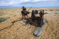 Possible barrage balloon winch left over from World War II at Dungeness, Kent, England