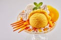 Dessert with artisanal mango Italian ice cream Royalty Free Stock Photo