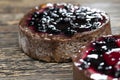 dessert of baked tartlets, chocolate tartlet with fruit