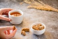 Dessert bars made of sunflower seeds  in a honey caramel. Gozinaki - traditional Georgian confection. Caramelized peanuts in white Royalty Free Stock Photo