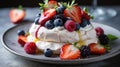 a dessert with berries on top