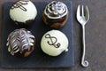 Dessert biscuit balls cakes with chocolate