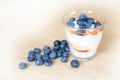 Dessert with Blueberries with yoghurt and sirop