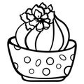 Cream cake in a bowl. Sweets Cakes Dessert. Coloring page, Coloring book. Contour. - Vector. Vector illustration