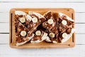 Dessert or breakfast pizza with nutella Royalty Free Stock Photo