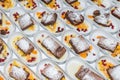 Dessert buffet with warm cinnamon cake and fresh fruit, Germany