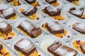 Dessert buffet with warm cinnamon cake and fresh fruit, Germany