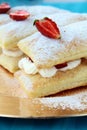 Dessert cake of puff pastry, whipped cream Royalty Free Stock Photo