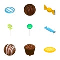 Dessert candy icon set, isometric style Royalty Free Stock Photo