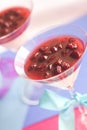 Dessert with a cherry in a glass Royalty Free Stock Photo
