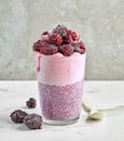 Dessert of chia seeds and frozen banana and blackberries Royalty Free Stock Photo