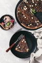 Dessert chocolate pizza Royalty Free Stock Photo